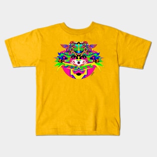 eye sky alien in monster madness ecopop pattern in mexican totonac colors Kids T-Shirt